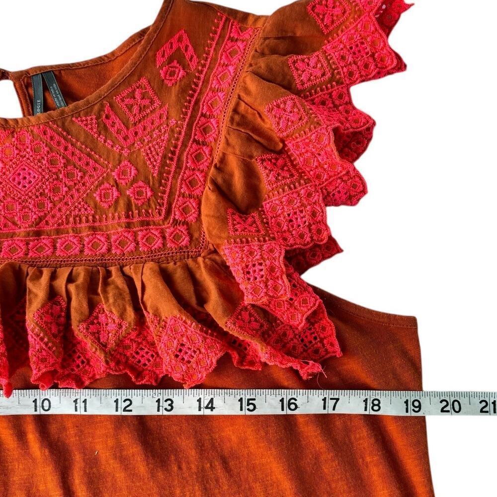 Anthropologie Rica Embroidered Top Size M Sleeveless Ruffled Cotton Easy Comfy - Picture 6 of 9